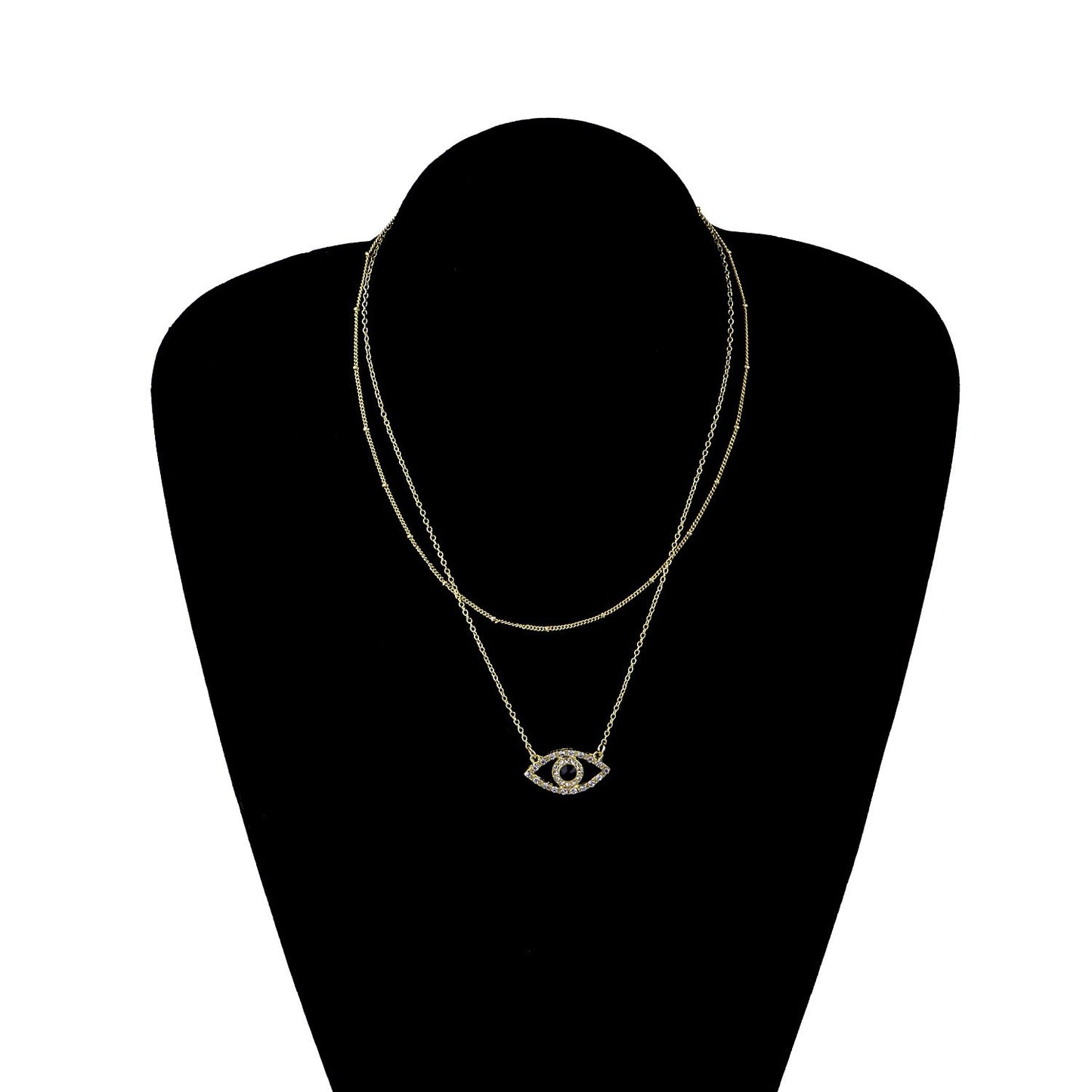 Jewelry 14K Full Diamond Round Geometric Pendant Necklace Women's Fashion Simple Devil's Eye Necklace