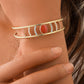 Simple original retro fashion all-match stainless steel oil drip golden crescent hollow adjustable bracelet