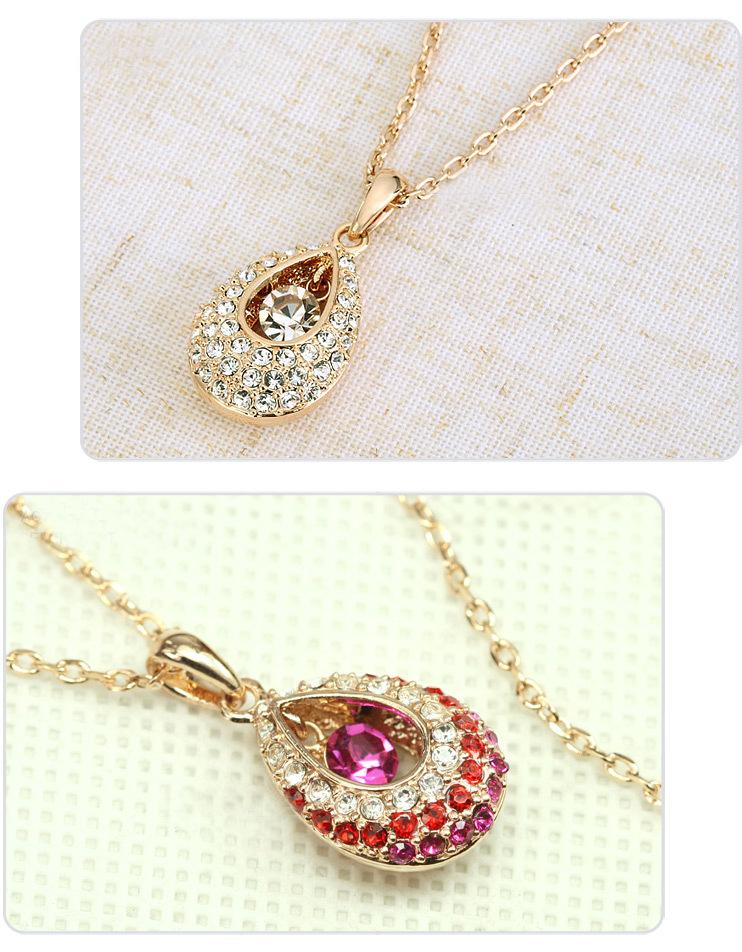 Crystal Pendant Angel Teardrop Necklace Hollow Color Diamond Clavicle Chain Jewelry