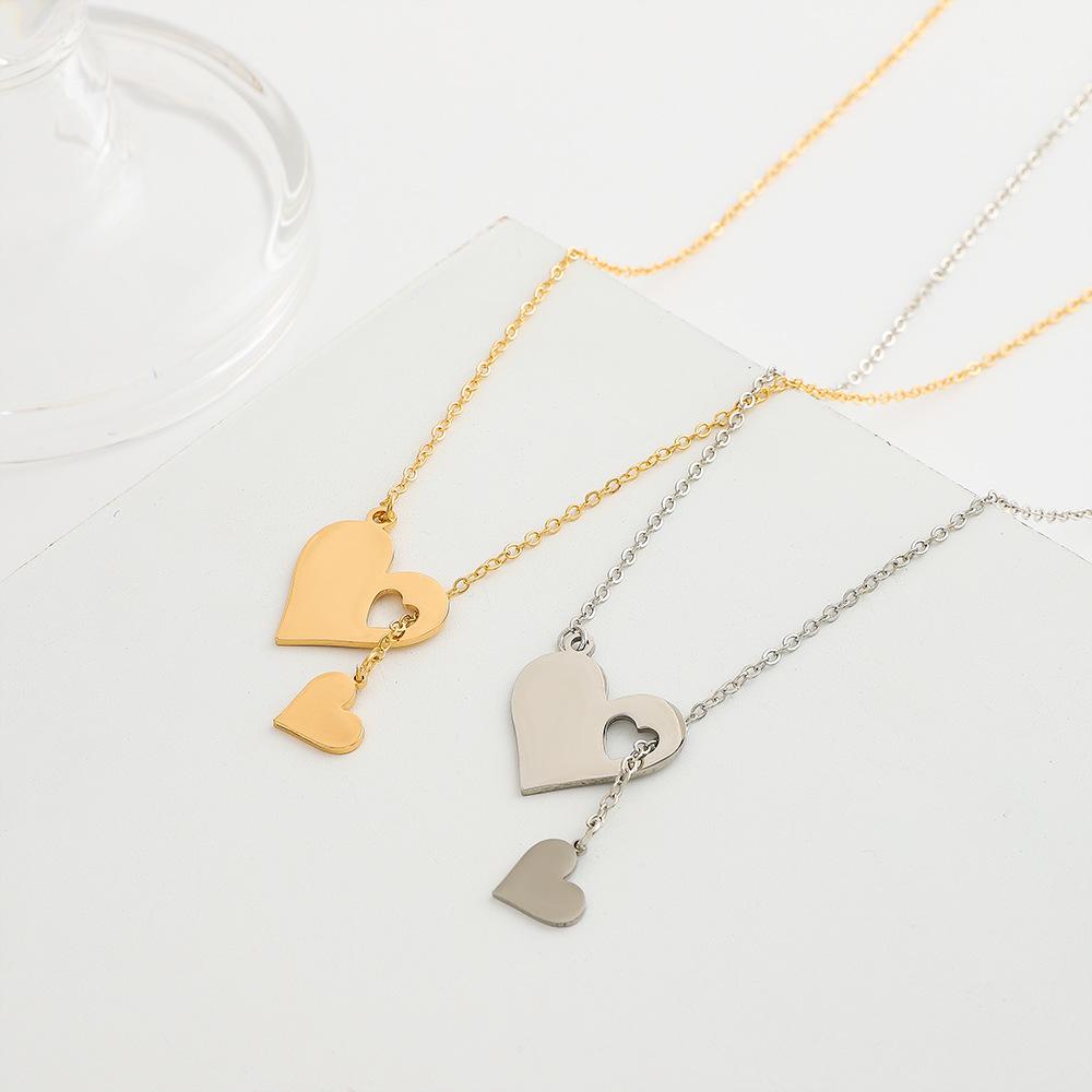 ins simple love pendant necklace female fashion personality creative hollow peach heart clavicle chain Y-shaped necklace