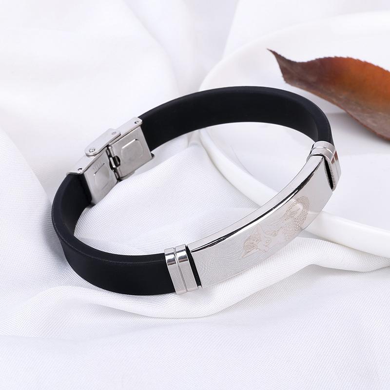 Men's Glossy Silicone Stainless Steel Bracelet Fashion Fashion Can Do LOGO Titanium Steel Bracelet