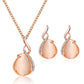 Jewelry Set Small Fresh Crystal Opal Bridal Set Necklace Earrings Simple Two-piece Set