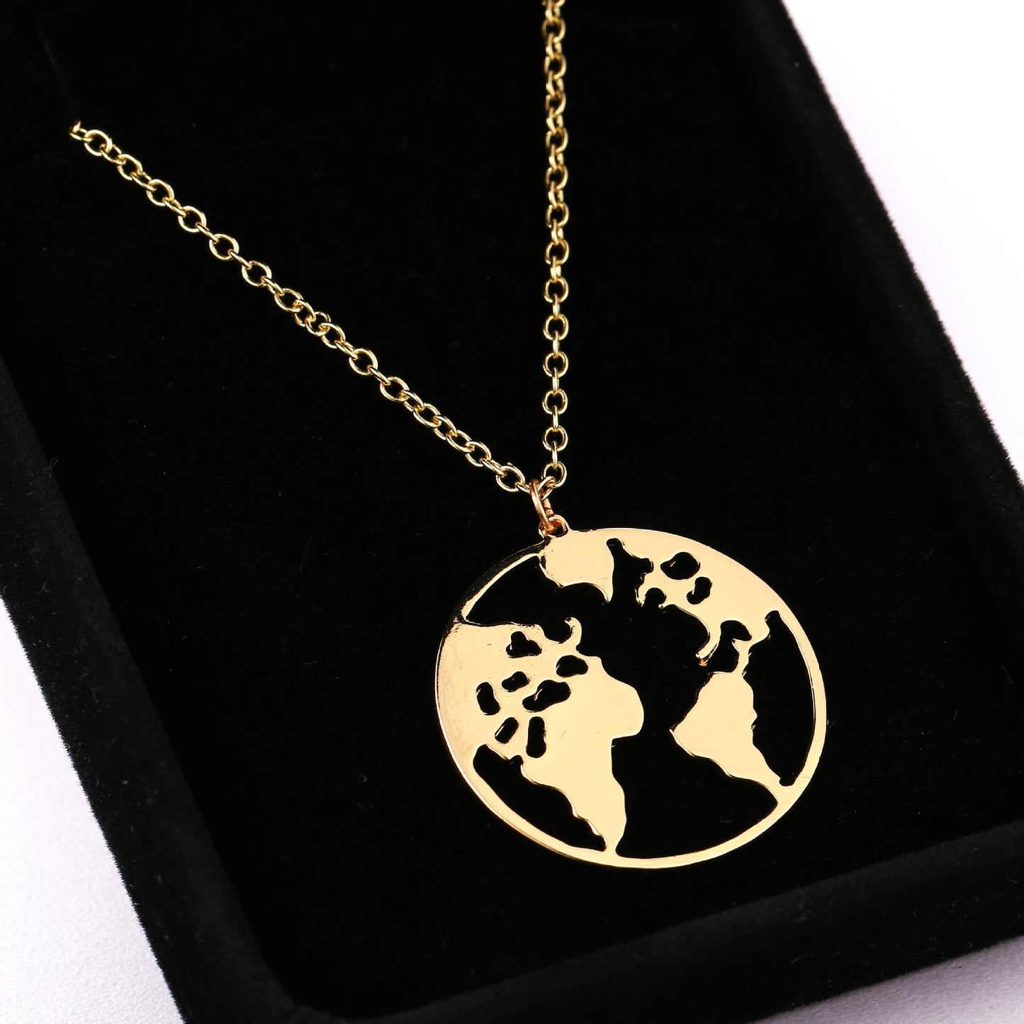 19 Necklace Hot Style World Map Necklace Female Pendant Accessories Silver Necklace Sweater Chain