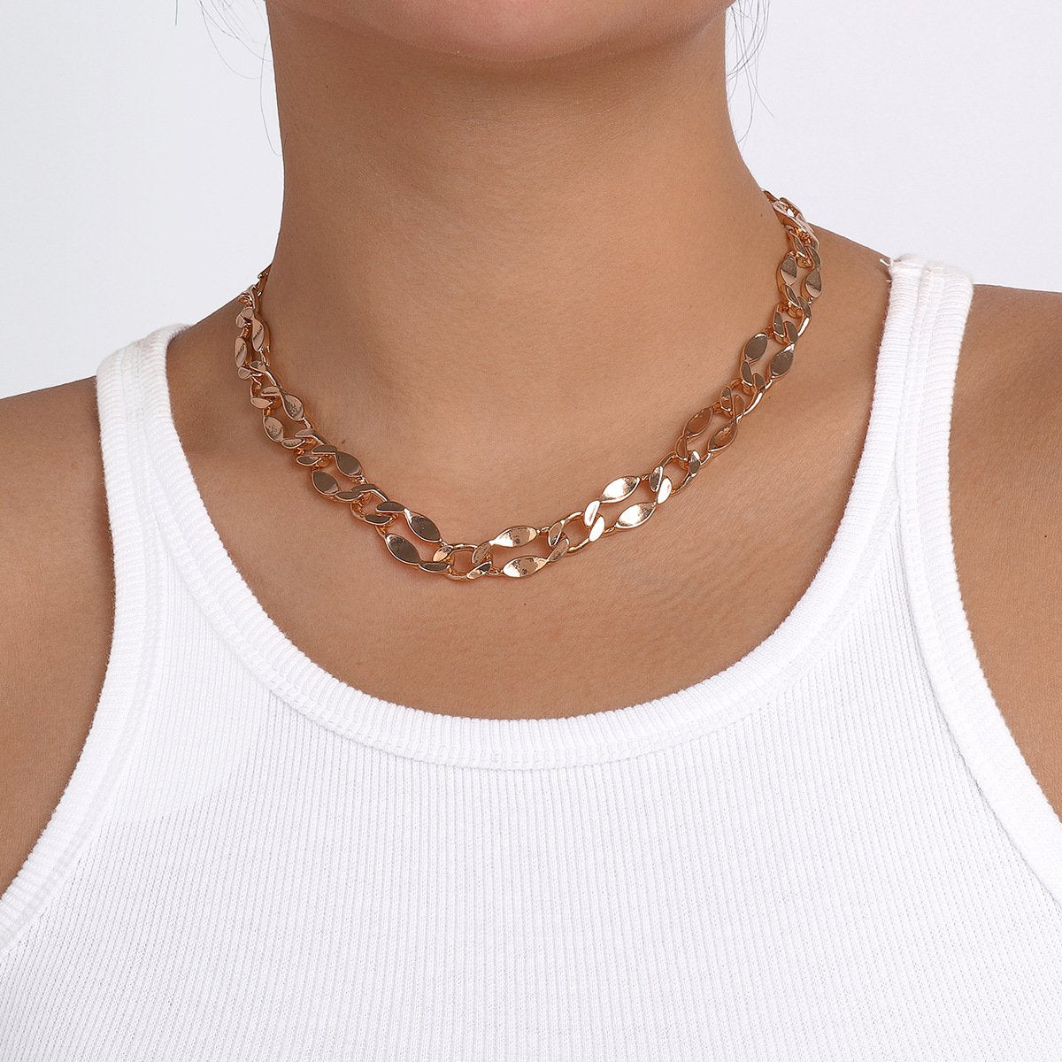 N142 trendy style street photography creative chain necklace retro personality single layer niche personality clavicle necklace