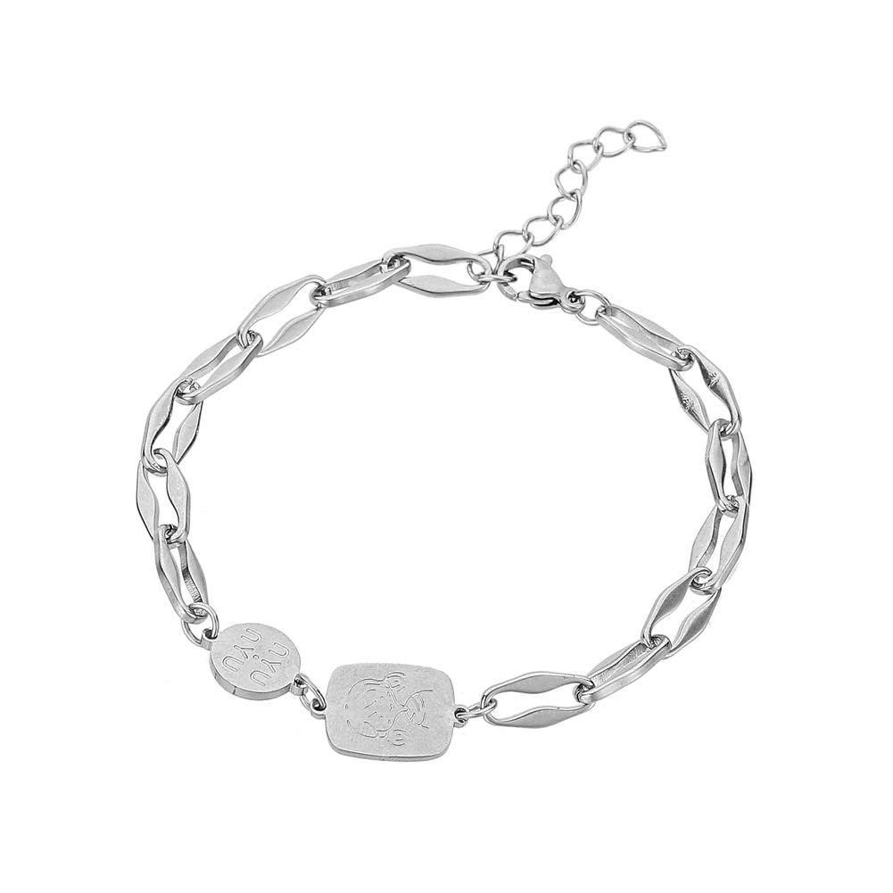 Simple personality indifferent couple stainless steel titanium steel adjustable bracelet bracelet