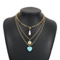 N1189 Multilayer Necklace Turquoise Exaggerated Punk Necklace Retro Personality Fashion Necklace