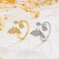 Ins full diamond butterfly ring female fashion light luxury niche design leaf ring geometric opening index finger ring