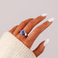 High Fashion Ladies Exaggerated Stainless Steel Clarity Adjustable Sapphire Oil Drip Ring