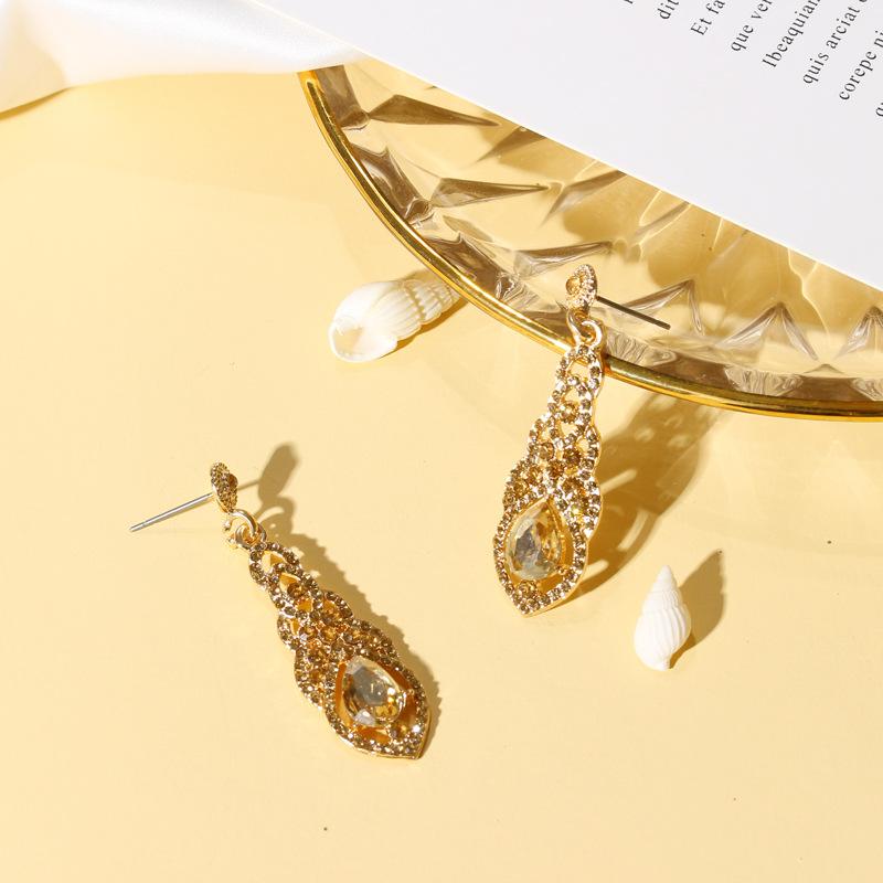 Earrings Exaggerated Brilliant Bridal Wedding Stud Earrings Classic Diamond Long Earrings Jewelry