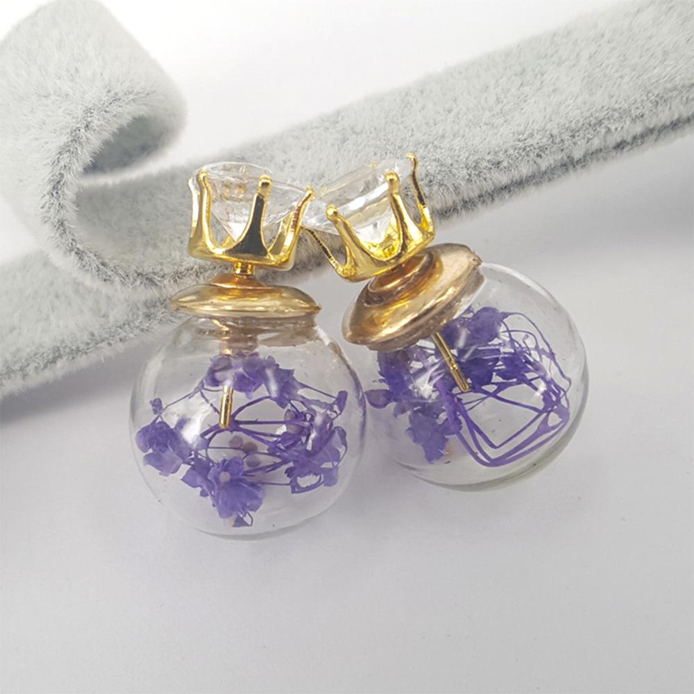 Direct Supply Colorful Rhinestone Dried Flowers Wishing Bottle Earrings Jewelry Creative Ladies Earrings