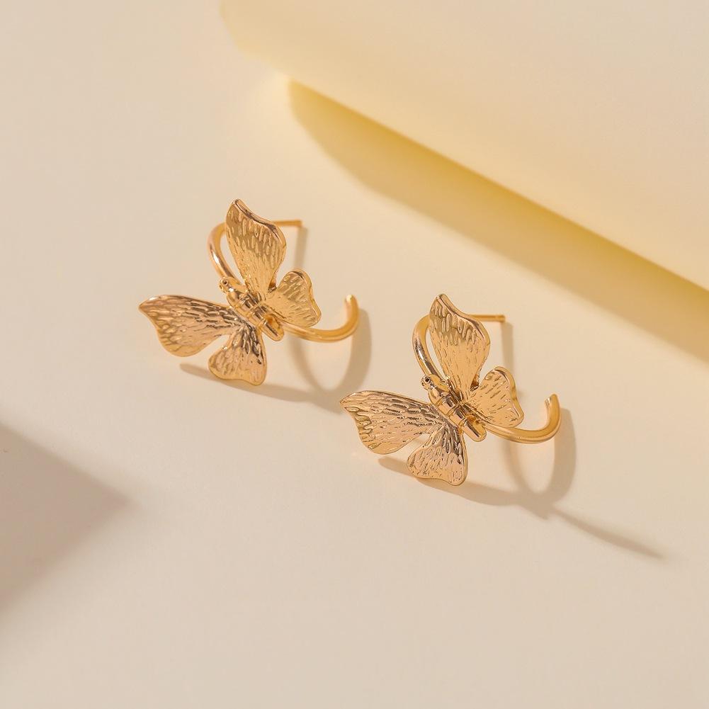 Retro Hong Kong Earrings Temperament Niche Butterfly Earrings Versatile Gentle Super Fairy Earrings Female
