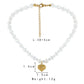 Fashion Temperament Stainless Steel Gold Pearl Crystal Love Heart Short Clavicle Chain Ladies Necklace