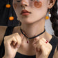 Jewelry personality Halloween flannelette red water drop necklace simple glass pendant clavicle necklace