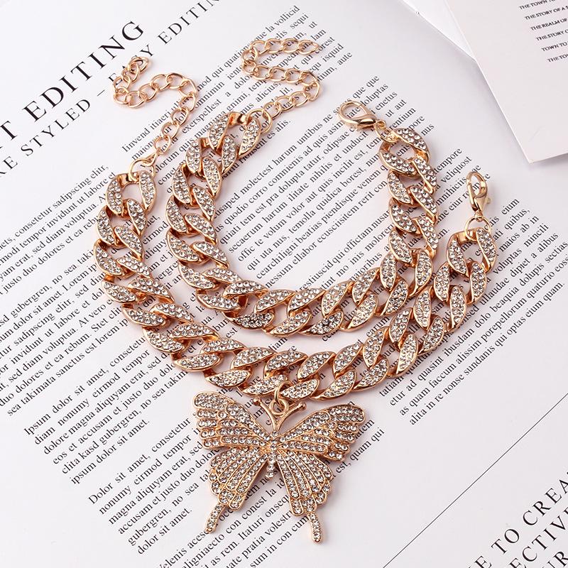 Creative Diamond Big Butterfly Pendant Anklet Women's Fashion Shiny Two-piece Set Diamond Foot Jewelry