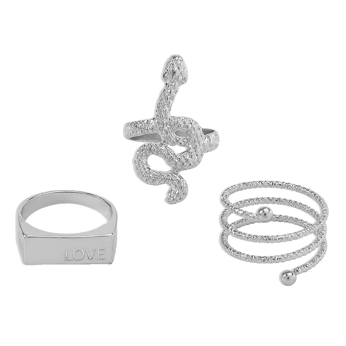 R797 jewelry personality snake-shaped LOVE exaggerated ring circle lettering simple metal ring