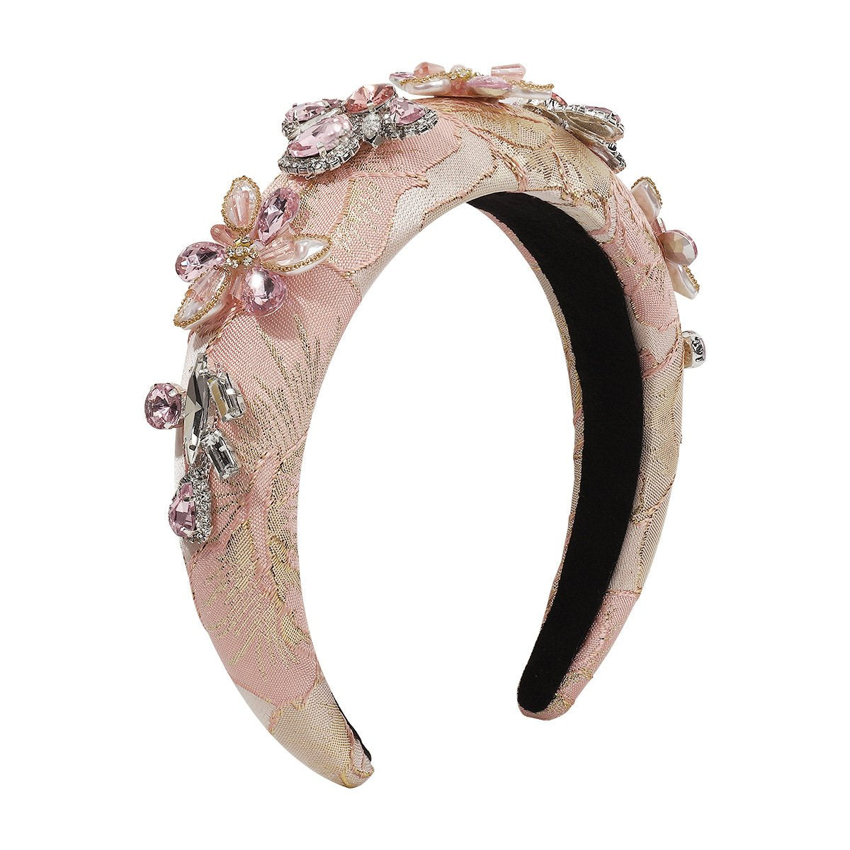 F4672 Jewelry Thick Sponge High Skull Light Luxury Headband Embroidered Flower Rhinestone Exaggerated Headband