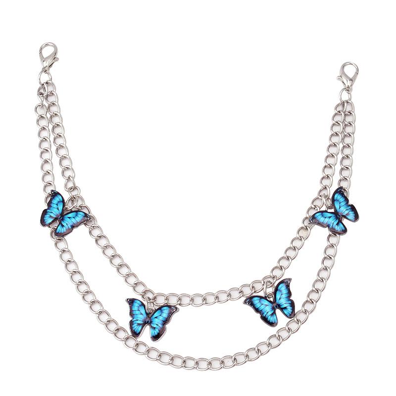 Jewelry ins fashion double-layer drop oil butterfly pendant bag chain all-match handbag accessories hanging chain