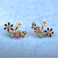 Sweet Ruili flower rhinestone back hanging earrings femininity pastoral fresh accessories jewelry earrings