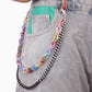 Punk Geometric Colorful Acrylic Waist Chain Metal Black Chain Multilayer Fashion Hip Hop Pants Chain