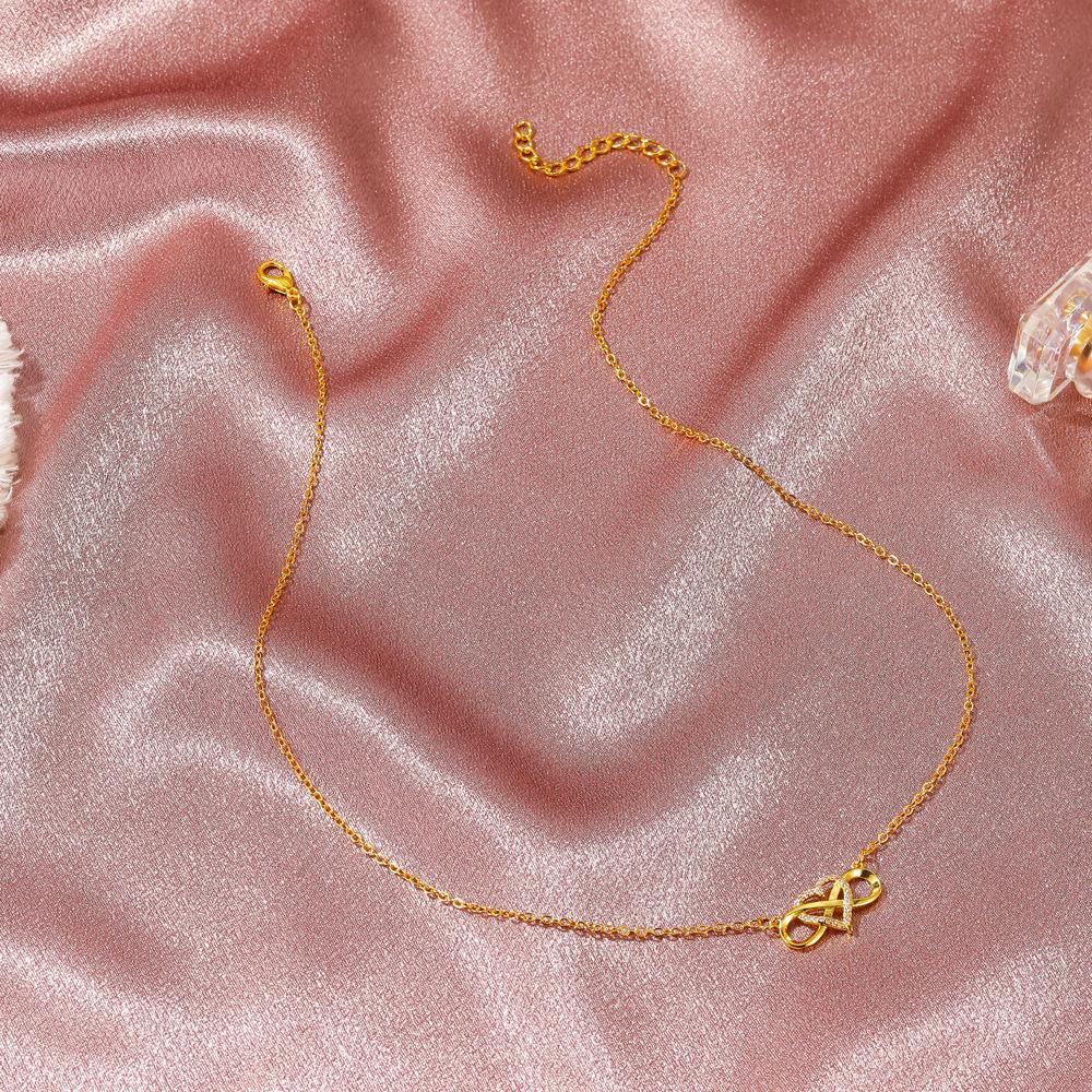 Knotted love necklace cold and simple 8-character heart-shaped cross clavicle chain ins niche design jewelry