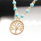 Simple White Tower Handmade Beaded Turquoise Lucky Tree Ladies Tassel Necklace