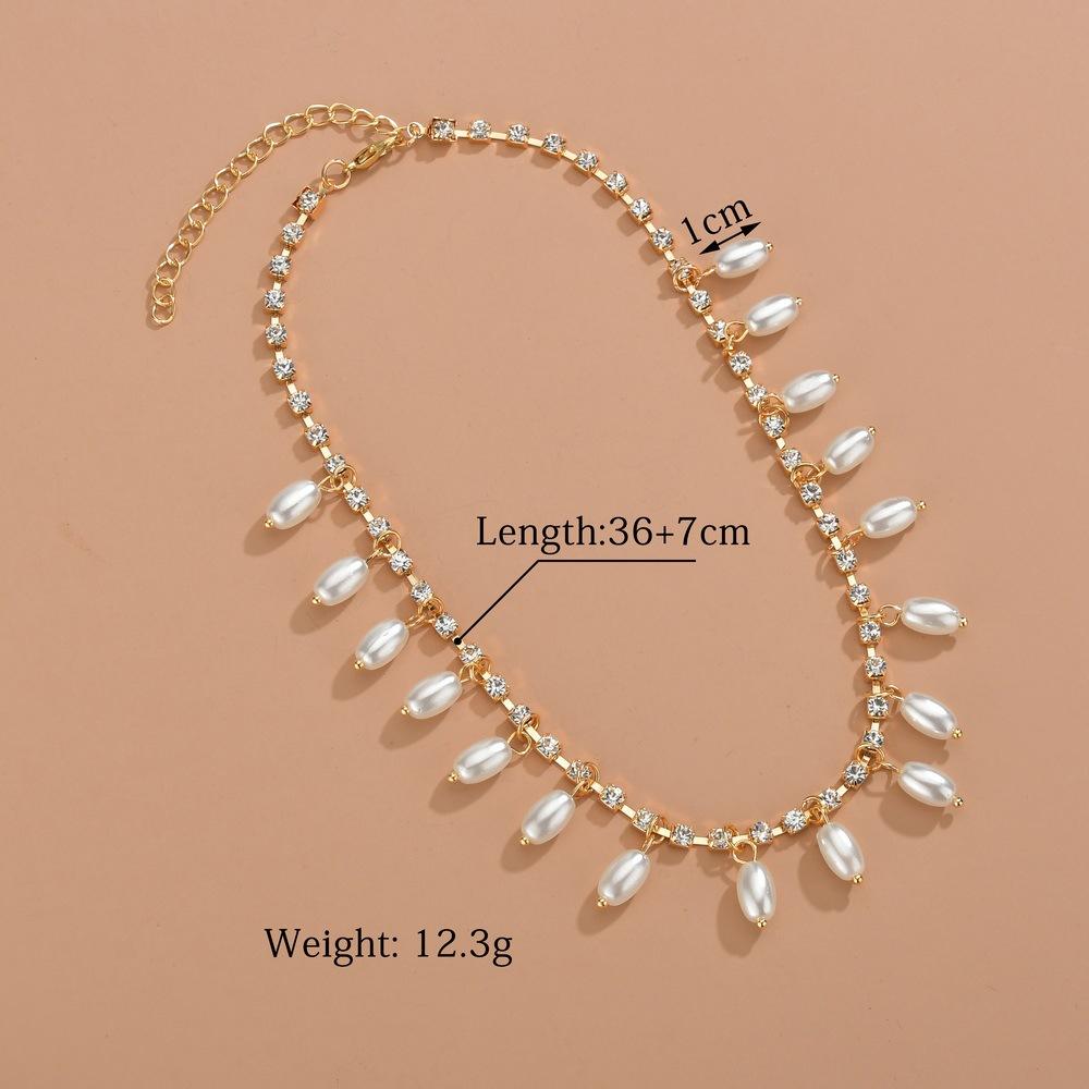 Accessories Boho Pearl Necklace Fashion Rhinestone Clavicle Chain Women Jewelry