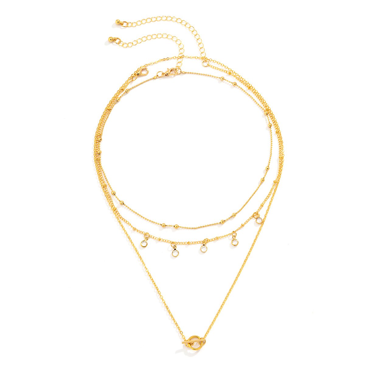 Jewelry simple and versatile metal ot buckle necklace female niche trend rhinestone pendant clavicle necklace