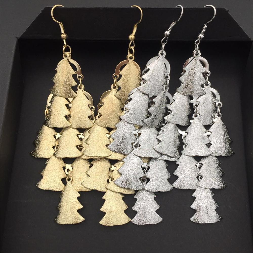 Christmas tree frosted earrings atmospheric personality multi-layer tassel earrings earrings jewelry