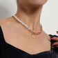 Jewelry Fashion Glossy Peach Heart Pendant Necklace Female Personality Double Thick Chain Pearl Love Necklace