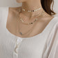 Jewelry Fashion Diamond Crescent Pendant Necklace Female Retro Multi-layer Round Geometric Sequins Necklace