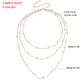 Jewelry simple geometric thin chain pearl multi-layer necklace female personality light luxury pearl necklace