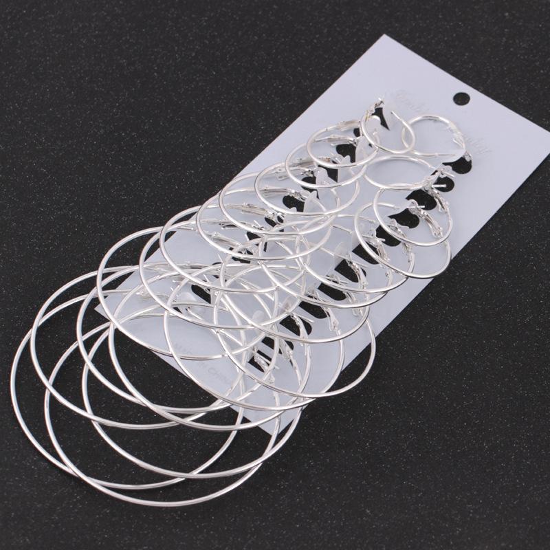 12 pairs of earrings set Personalized hoop earrings combination One card sells 24 pieces of jewelry