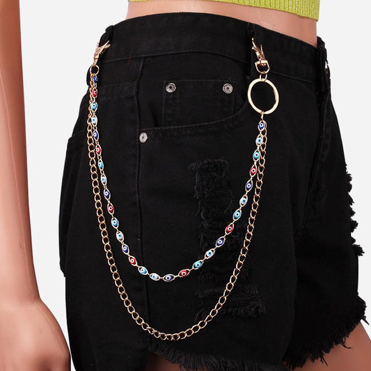 Jewelry ins simple sexy dripping oil devil's eye chain unisex ring decorative pants chain