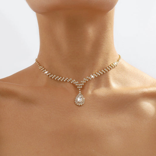 N1874 Exquisite Claw Chain Drop Diamond Necklace Light Luxury Romantic Retro Elegant Geometric Temperament Clavicle Chain