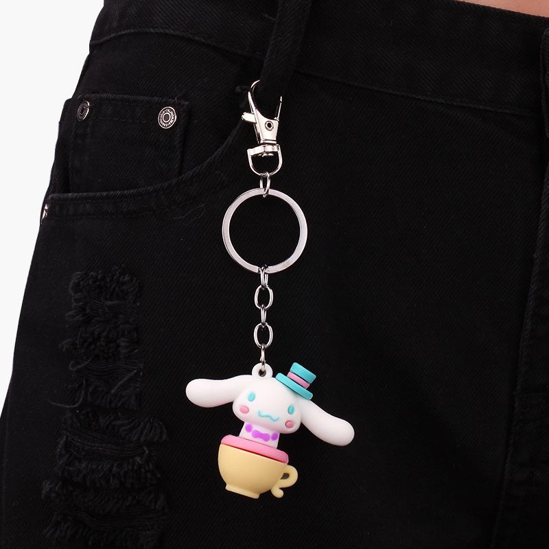 Cartoon color monster key chain creative couple car bag key personality soft pottery pendant
