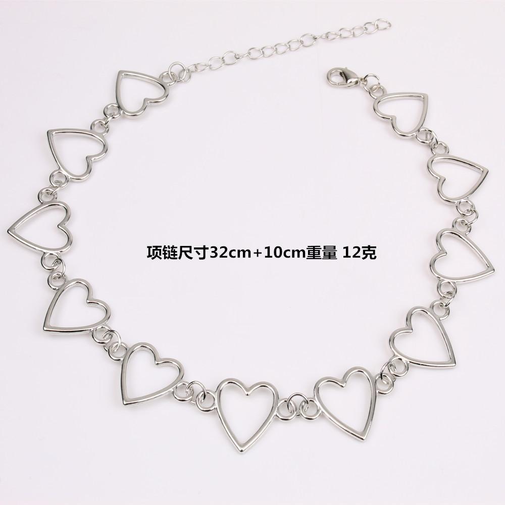 Necklace Jewelry Retro Alloy Hollow Peach Heart Necklace Necklace Personality Simple Necklace Clavicle Chain Female