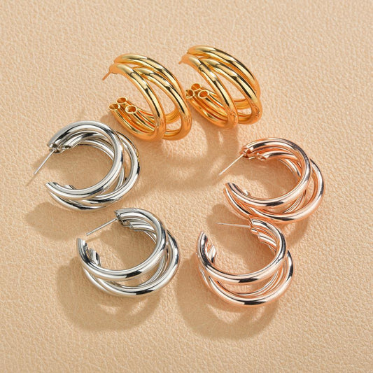Net red earrings women's cold golden earrings earrings big circle hoop earrings