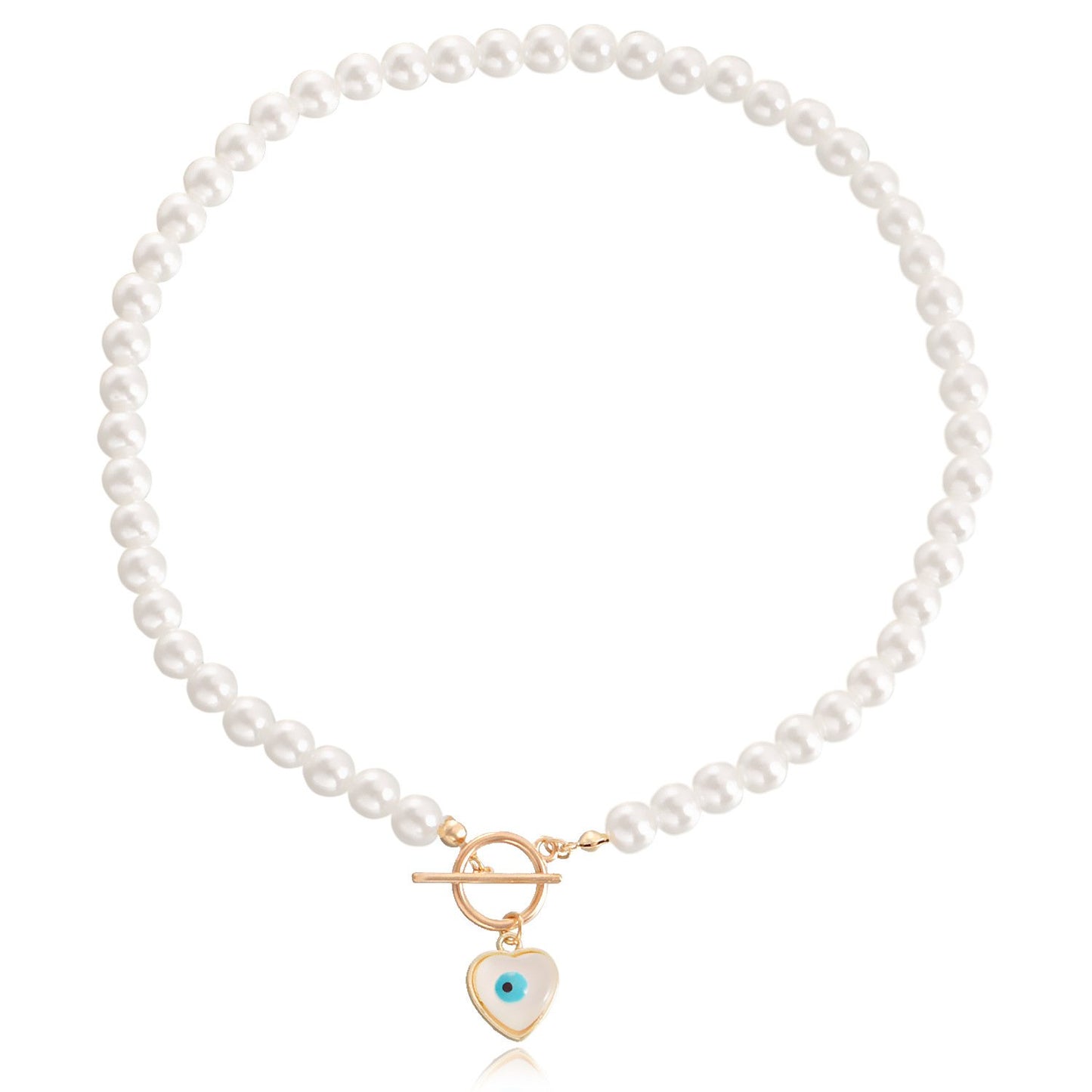 Jewelry ins all-match devil's eye love imitation pearl necklace simple blue eye necklace female
