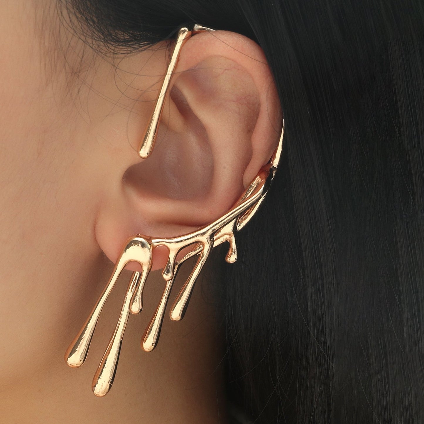 Exaggerated dripping wax personality trend lava earmuffs auricle ins cold retro earrings earrings female