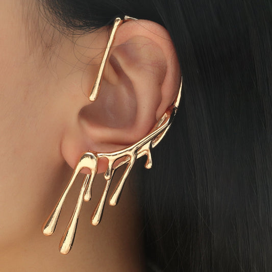 Exaggerated dripping wax personality trend lava earmuffs auricle ins cold retro earrings earrings female