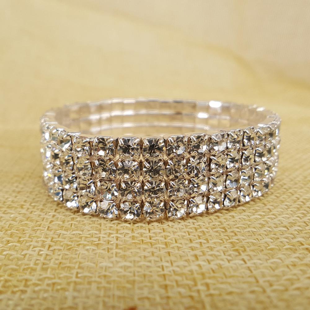 Bride Wedding Dress Accessories Bracelet 4 Drainage Diamond Elastic Bracelet Bright Color Temperament Bracelet