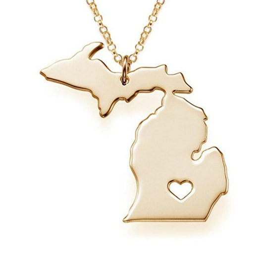 Boutique alloy US map necklace US michigan Michigan necklace