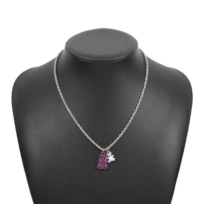 N9666 Jewelry Retro Twist Chain Simple Necklace Resin Alloy Cute Sweet Bear Necklace