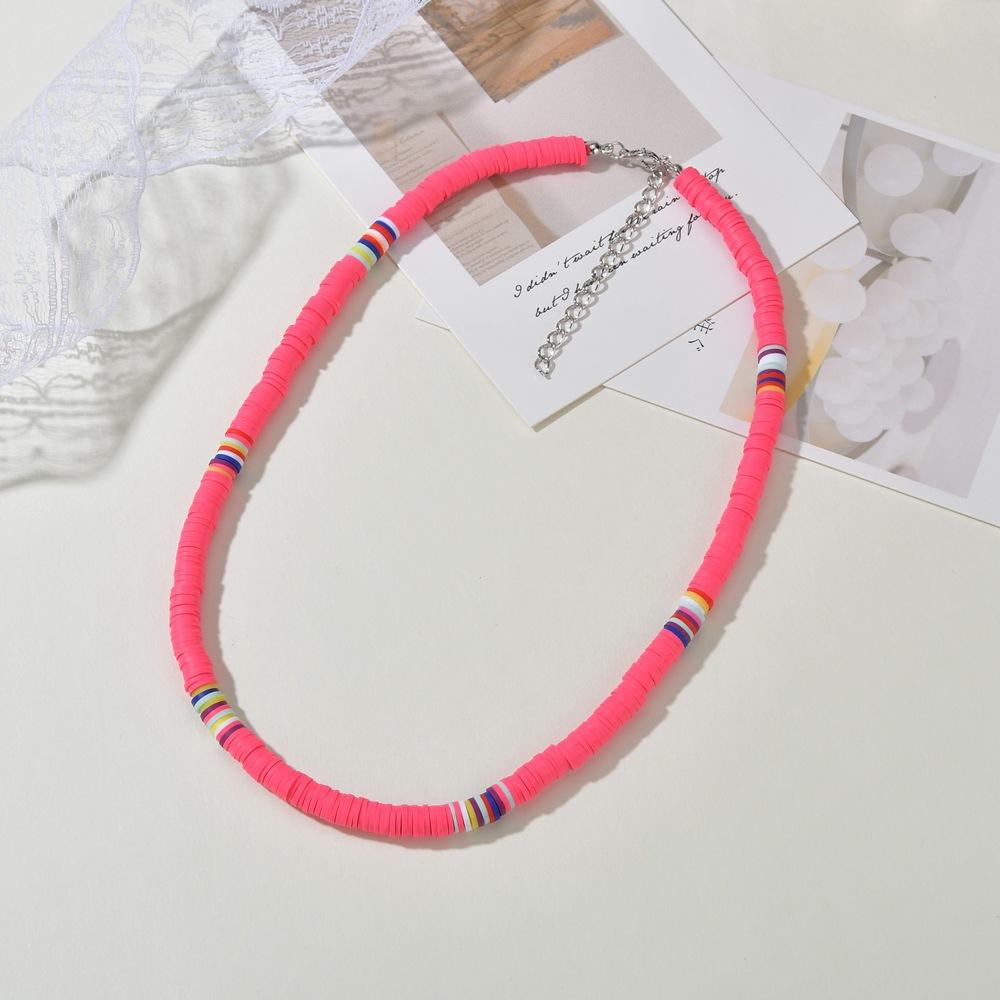 Hot Bohemia Short Necklace Round 6mm Mixed Color Soft Ceramic Necklace Clavicle Chain