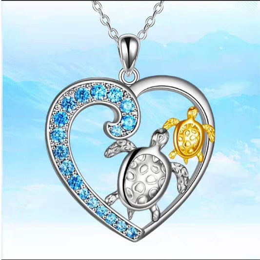 Explosive style women's love sea turtle necklace two-color animal creative sea turtle beach pendant necklace jewelry