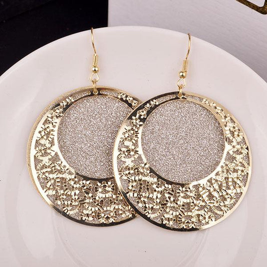 Retro palace hollow irregular ladies frosted earrings exaggerated earrings bird's nest earrings