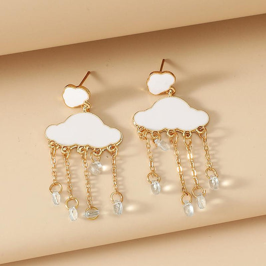 Simple creative zircon earrings ins cute white cloud earrings fashion temperament rhinestone earrings female