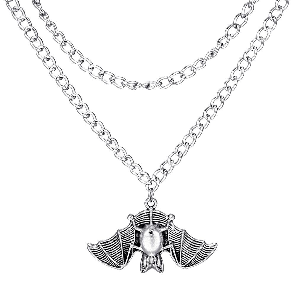 Creative multi-layer bat necklace Halloween gift gothic retro clavicle chain funny exaggerated accessories