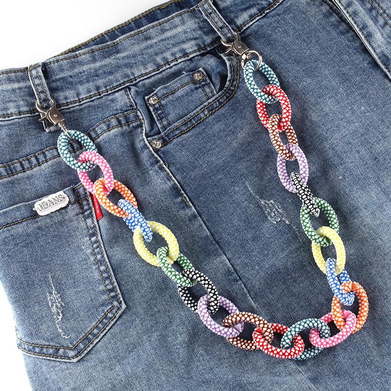 Trendy Street Retro Color Resin Pants Chain Hip Hop Waist Chain Hanging Chain Belt Clothing Accessories