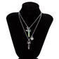 Jewelry personalized retro imitation crystal pendant double layer necklace sweet cool star moon sun multivariate necklace